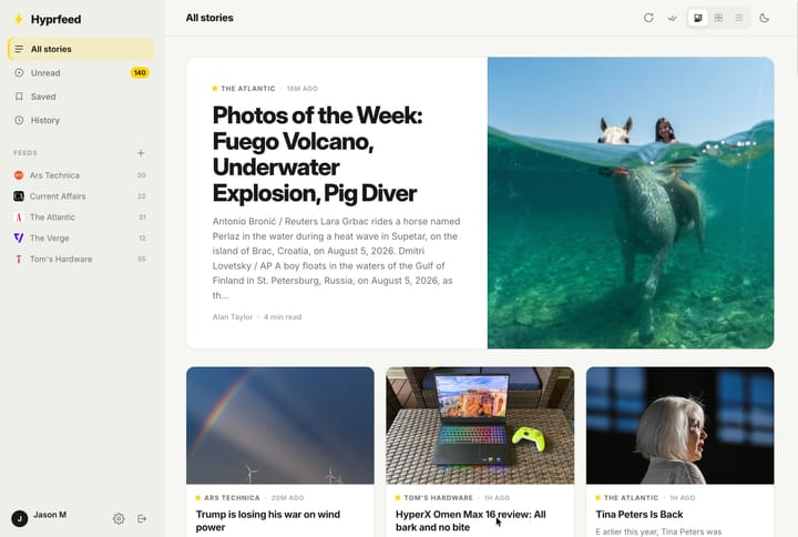 The unexpected tranquility of a self-hosted news reader